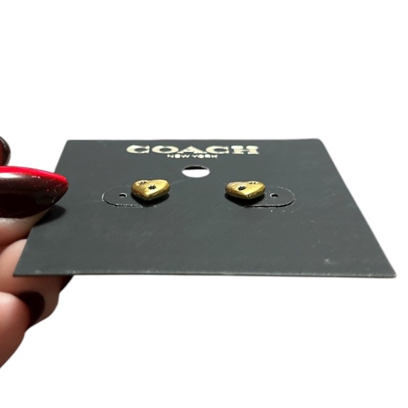 Coach Gold Heart Stud Earrings - Picture 2 of 3